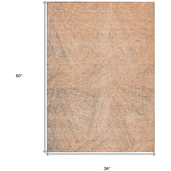 Peach Blue And Ivory Abstract Washable Indoor Outdoor Area Rug Photo 3
