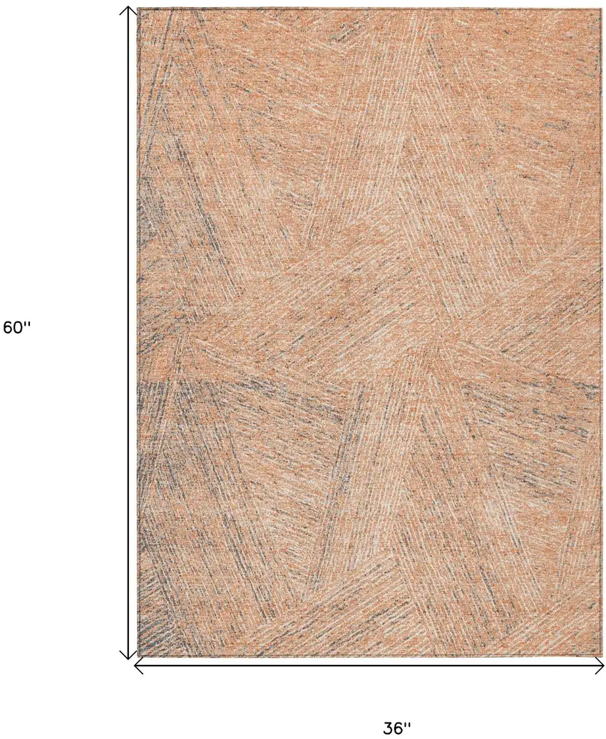 Peach Blue And Ivory Abstract Washable Indoor Outdoor Area Rug Photo 3