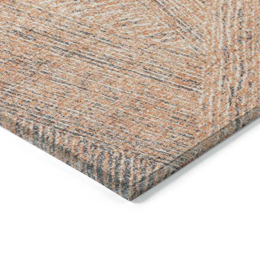 Peach Blue And Ivory Abstract Washable Indoor Outdoor Area Rug Photo 4