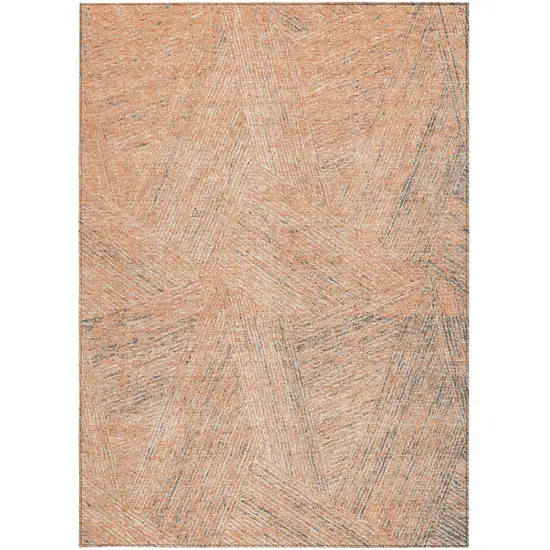 Peach Blue And Ivory Abstract Washable Indoor Outdoor Area Rug Photo 6