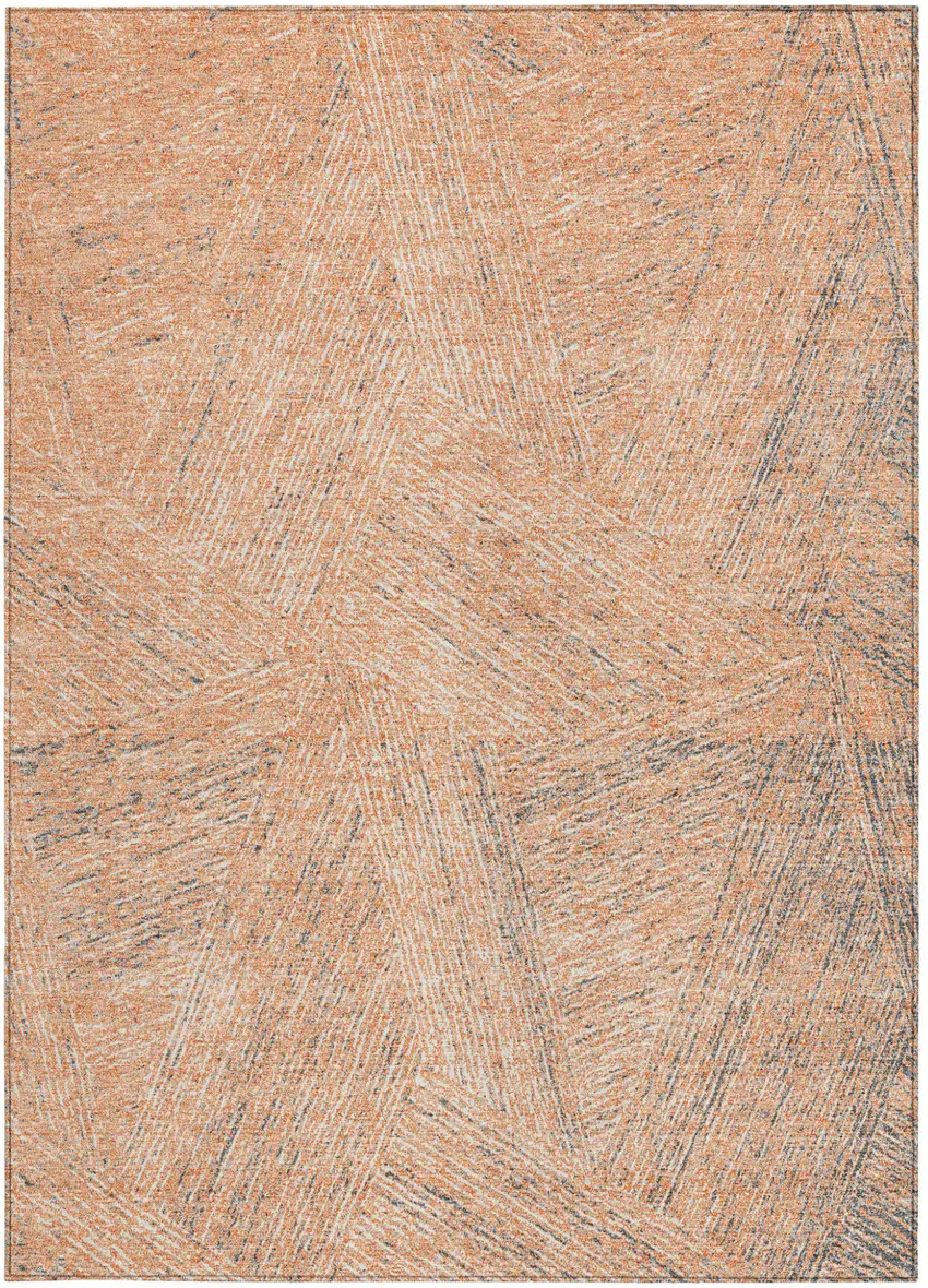 Peach Blue And Ivory Abstract Washable Indoor Outdoor Area Rug Photo 6