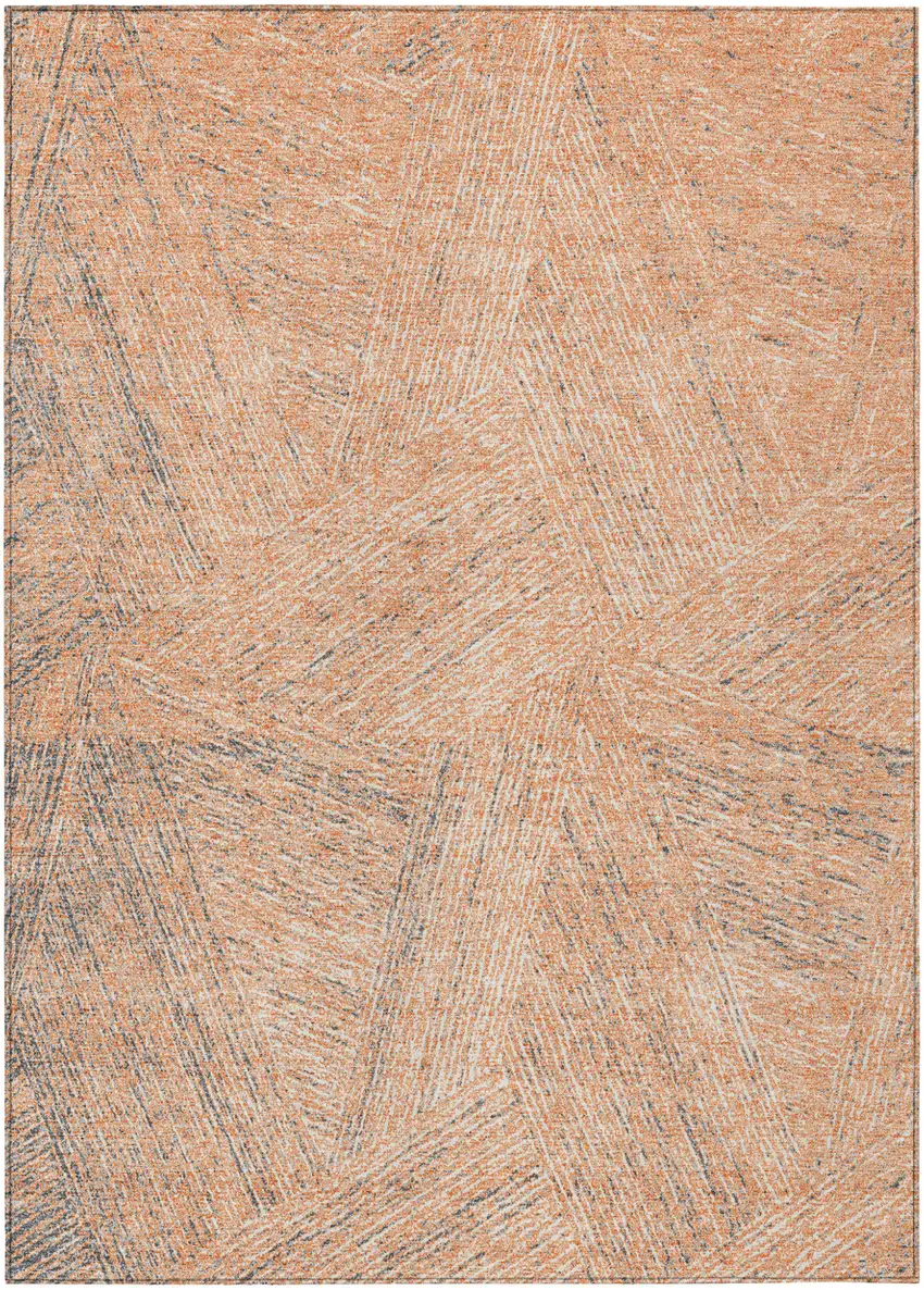 Peach Blue And Ivory Abstract Washable Indoor Outdoor Area Rug Photo 2