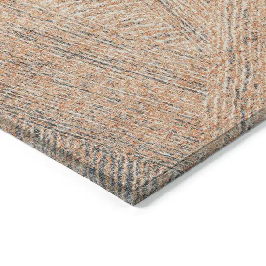 Peach Blue And Ivory Abstract Washable Indoor Outdoor Area Rug Photo 4