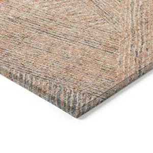 Photo of Peach Blue And Ivory Abstract Washable Indoor Outdoor Area Rug