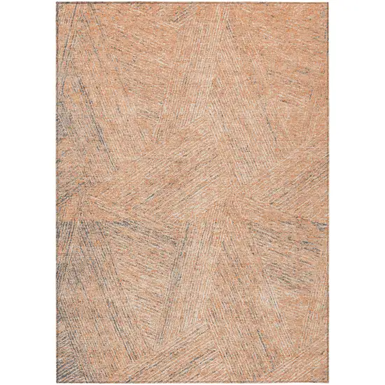 Peach Blue And Ivory Abstract Washable Indoor Outdoor Area Rug Photo 2