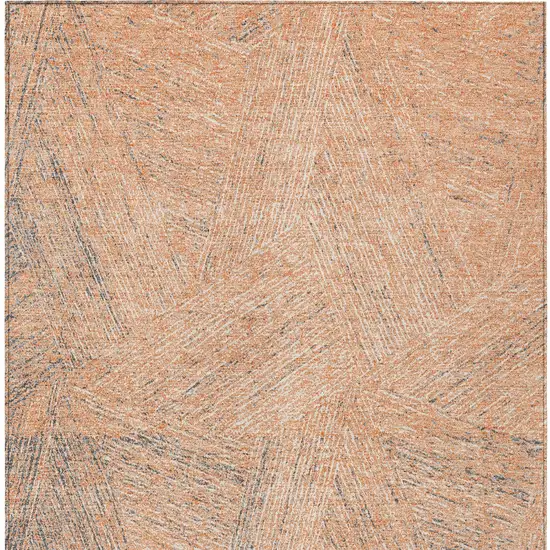 Peach Blue And Ivory Abstract Washable Indoor Outdoor Area Rug Photo 6