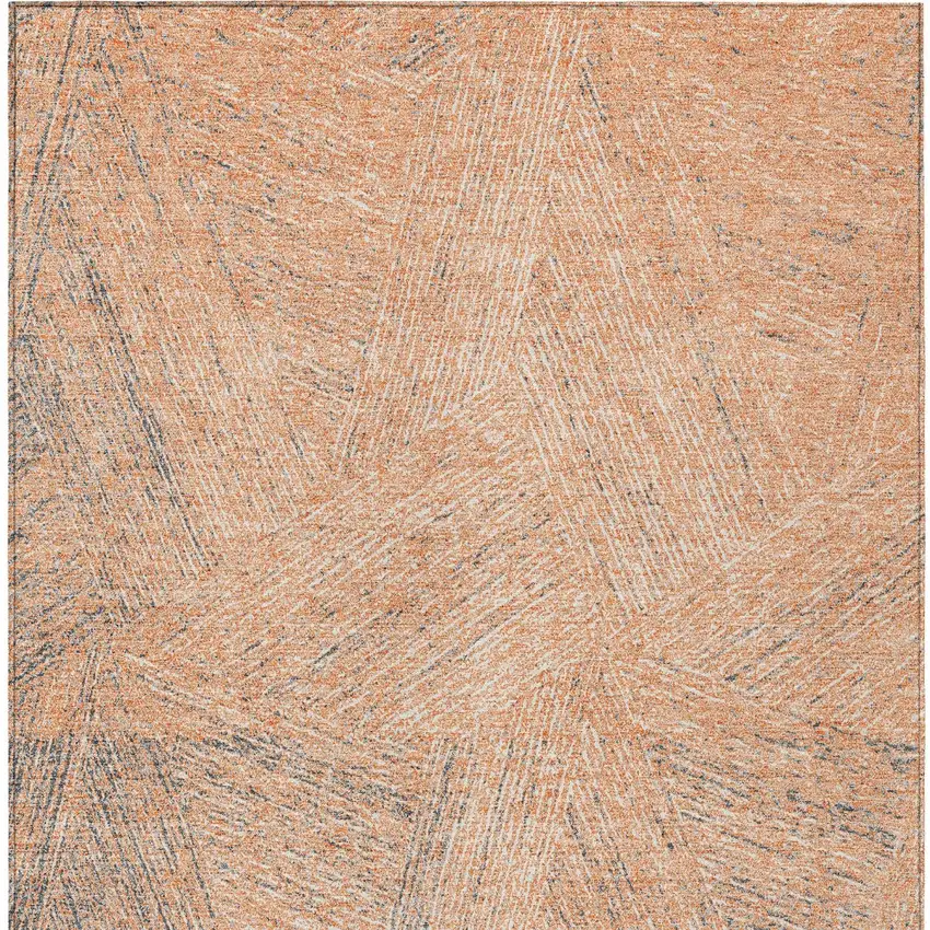 Peach Blue And Ivory Abstract Washable Indoor Outdoor Area Rug Photo 6