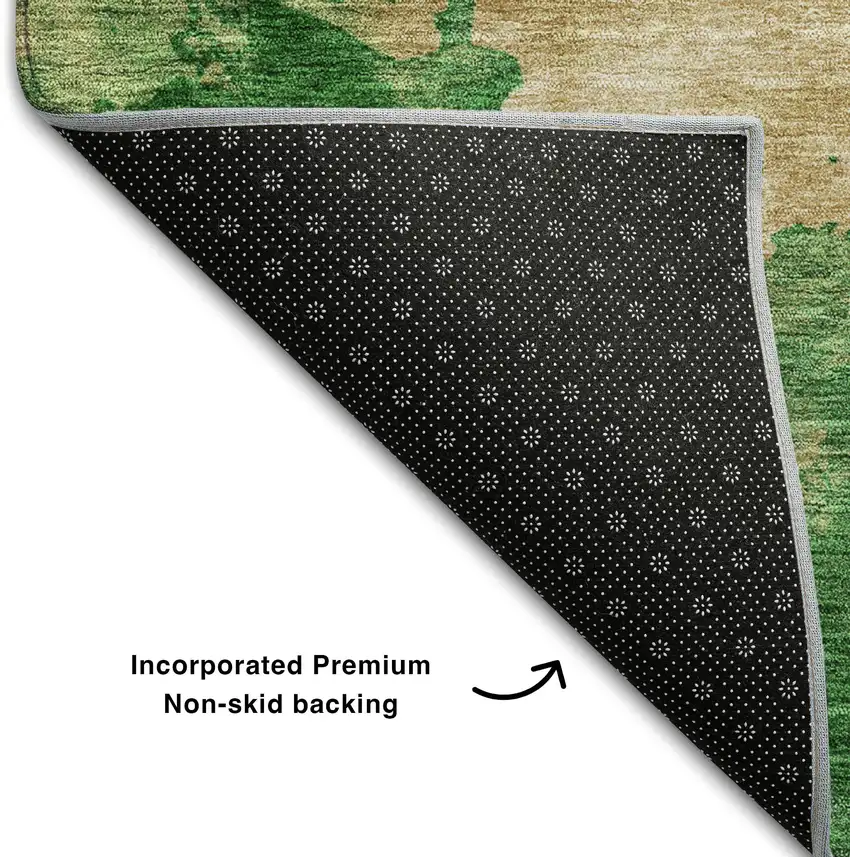 Peach Emerald And Beige Abstract Washable Area Rug With UV Protection Photo 7