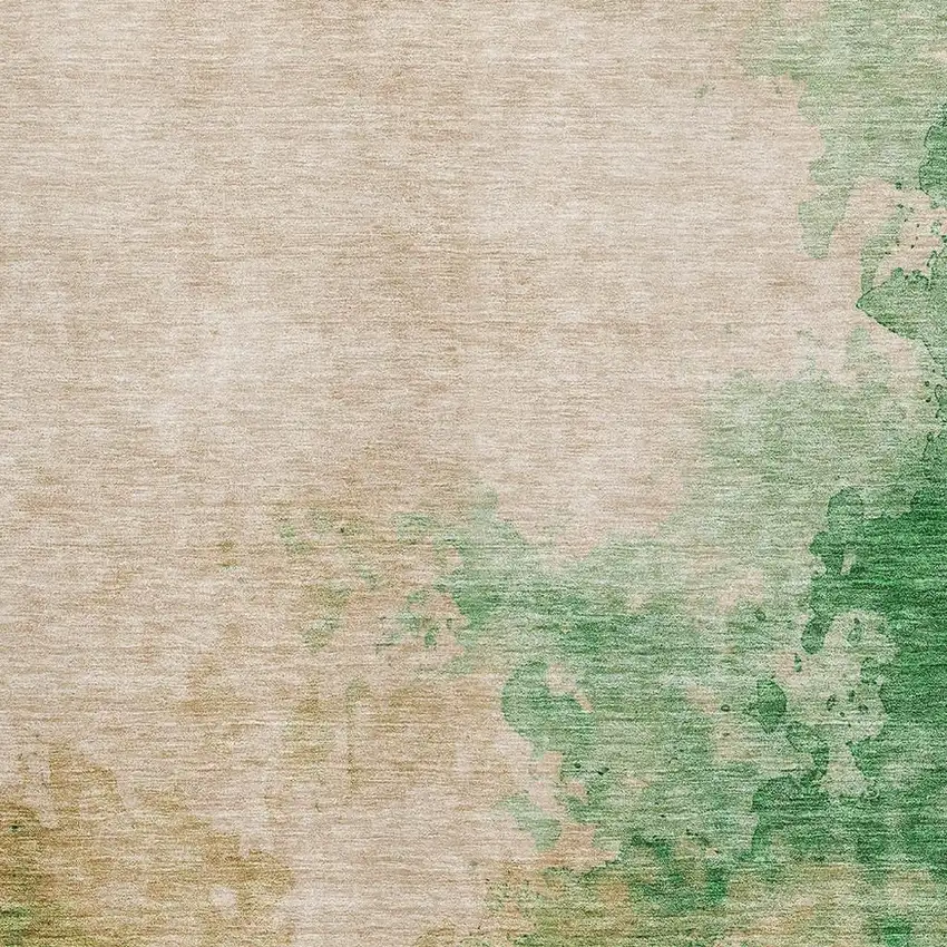 Peach Emerald And Beige Abstract Washable Area Rug With UV Protection Photo 3