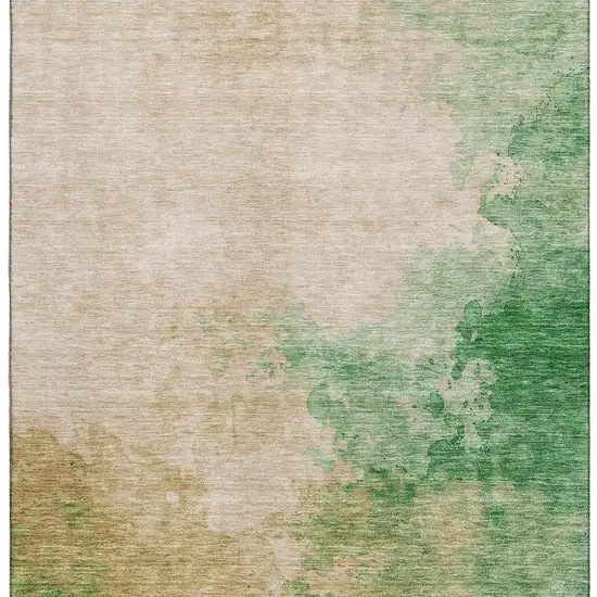Peach Emerald And Beige Abstract Washable Area Rug With UV Protection Photo 4