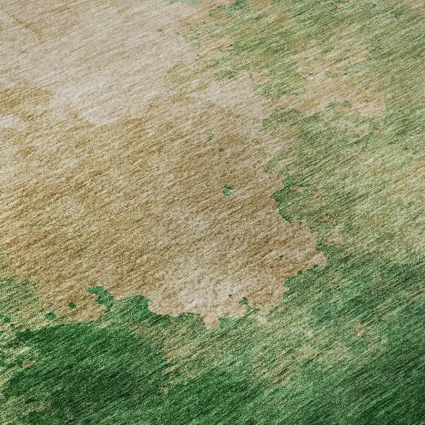 Peach Emerald And Beige Abstract Washable Area Rug With UV Protection Photo 1