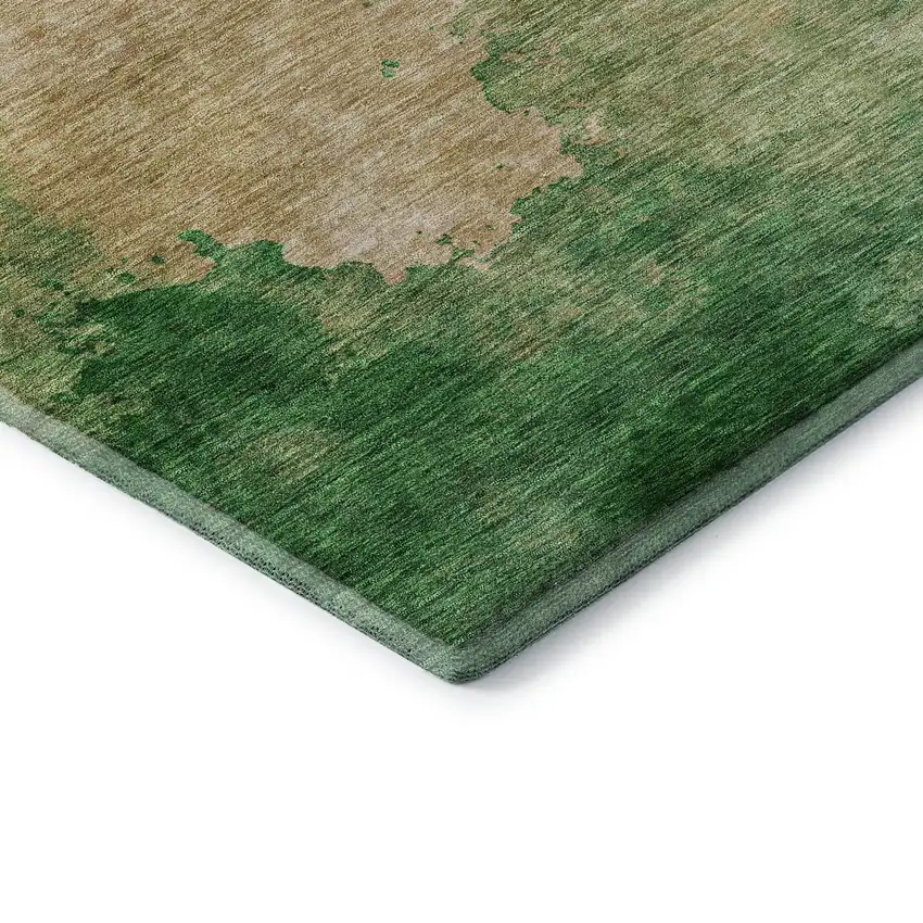 Peach Emerald And Beige Abstract Washable Area Rug With UV Protection Photo 8