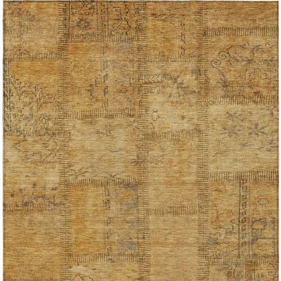 Peach Gray And Charcoal Patchwork Washable Indoor Outdoor Area Rug Photo 6