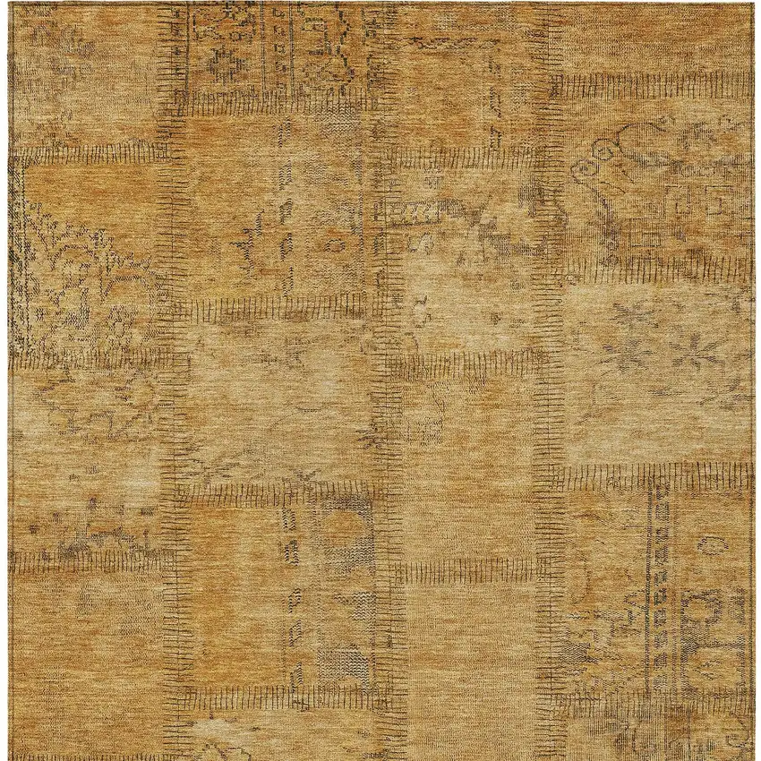 Peach Gray And Charcoal Patchwork Washable Indoor Outdoor Area Rug Photo 6