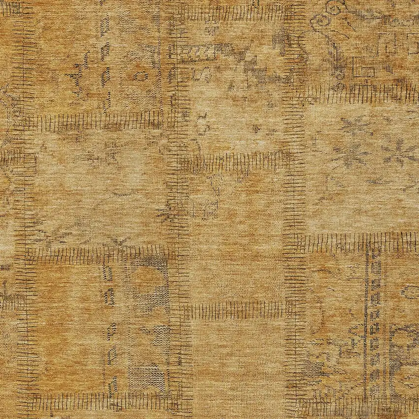 Peach Gray And Charcoal Patchwork Washable Indoor Outdoor Area Rug Photo 5