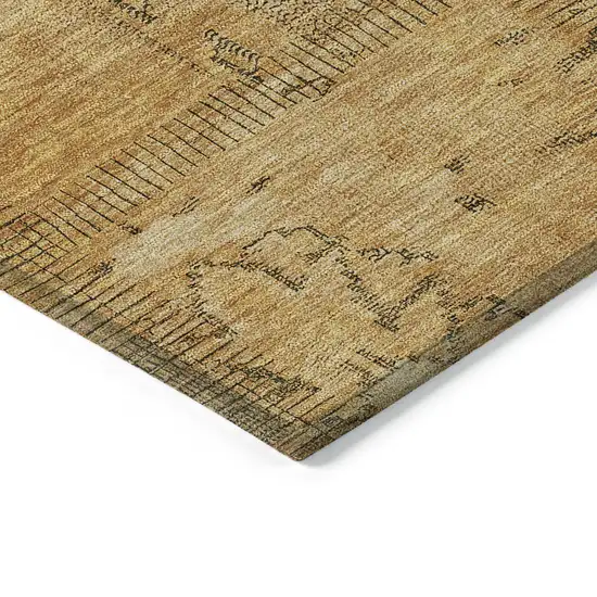 Peach Gray And Charcoal Patchwork Washable Indoor Outdoor Area Rug Photo 4