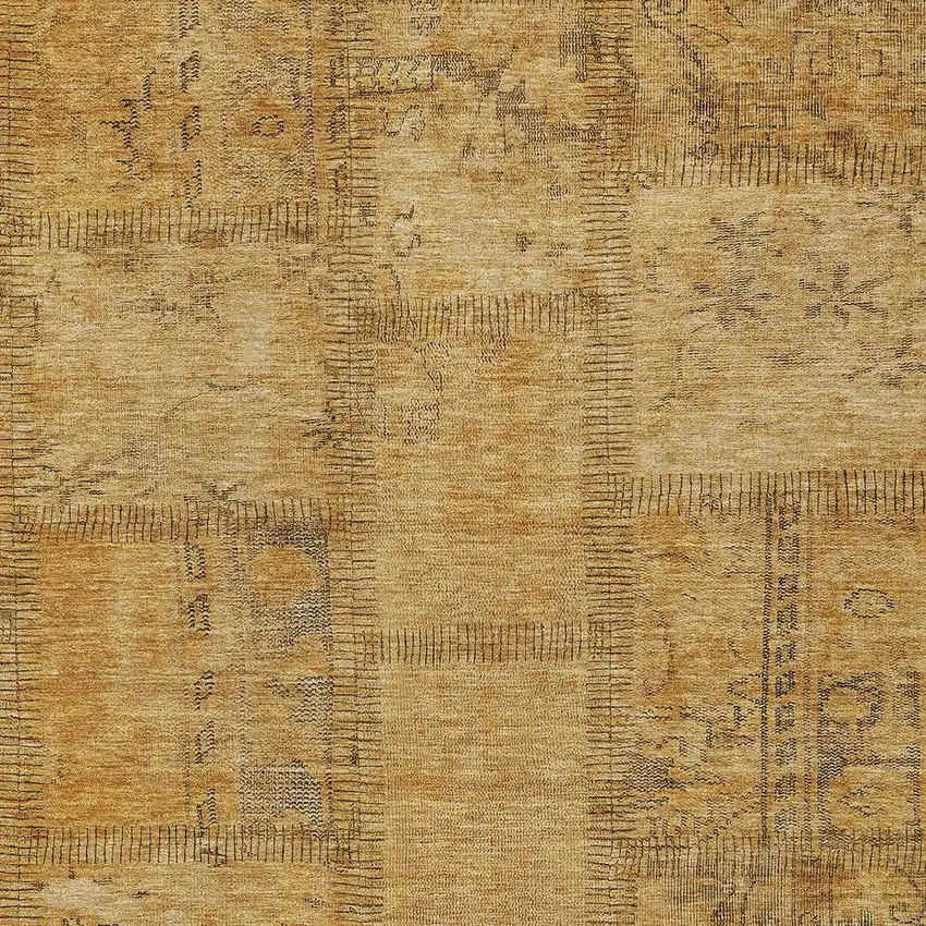 Peach Gray And Charcoal Patchwork Washable Indoor Outdoor Area Rug Photo 5