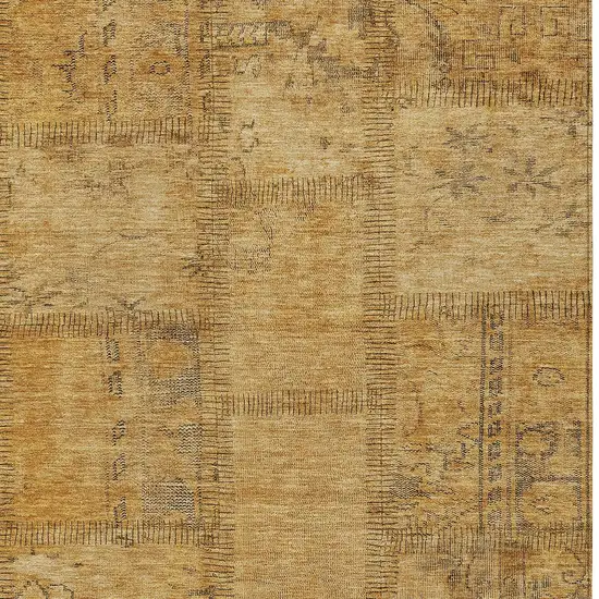 Peach Gray And Charcoal Patchwork Washable Indoor Outdoor Area Rug Photo 5