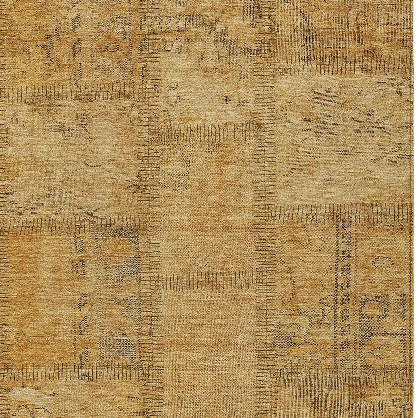 Peach Gray And Charcoal Patchwork Washable Indoor Outdoor Area Rug Photo 5