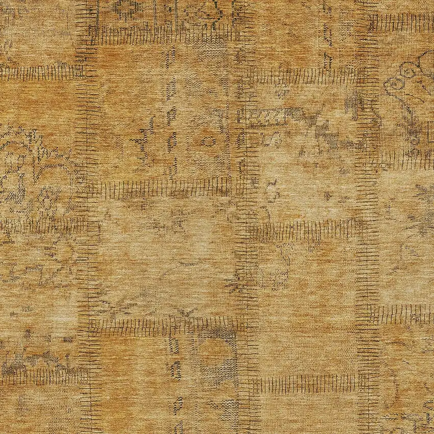 Peach Gray And Charcoal Patchwork Washable Indoor Outdoor Area Rug Photo 5