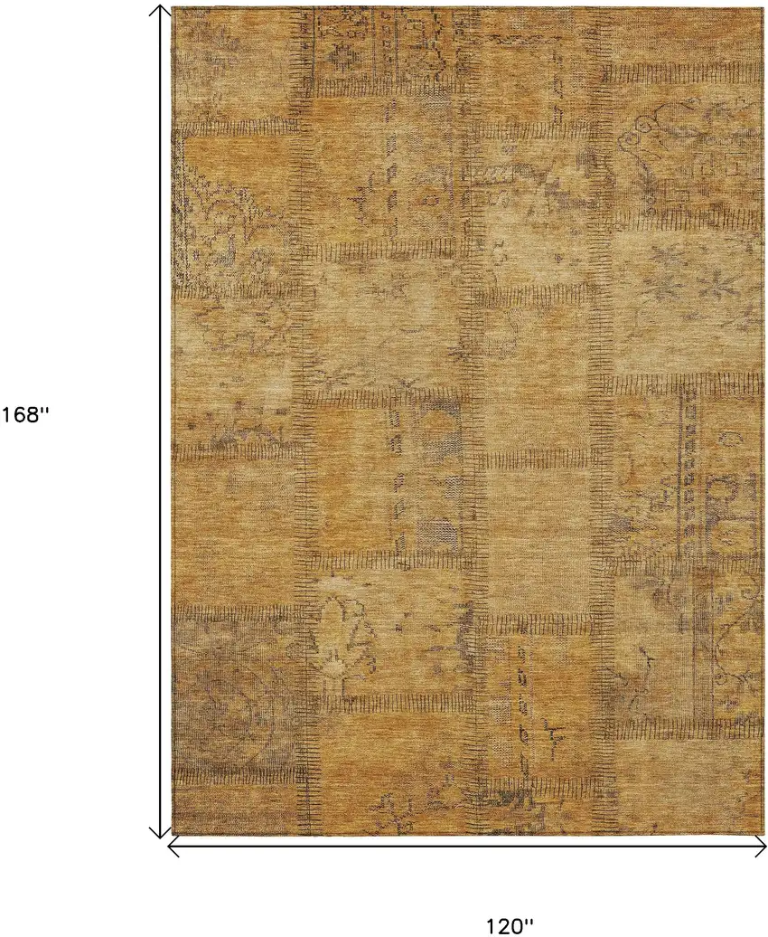 Peach Gray And Charcoal Patchwork Washable Indoor Outdoor Area Rug Photo 3