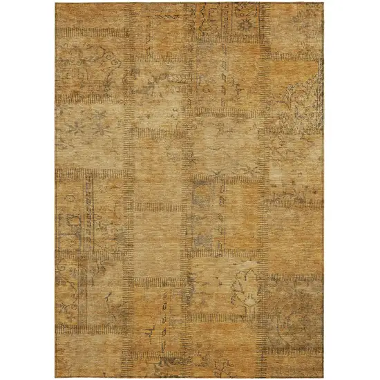 Peach Gray And Charcoal Patchwork Washable Indoor Outdoor Area Rug Photo 6