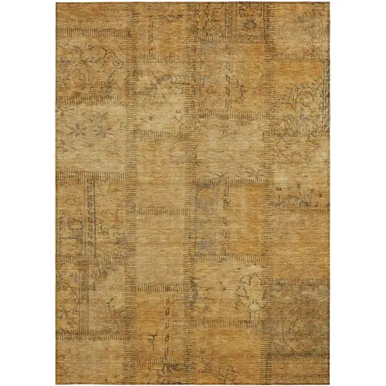 Peach Gray And Charcoal Patchwork Washable Indoor Outdoor Area Rug Photo 6