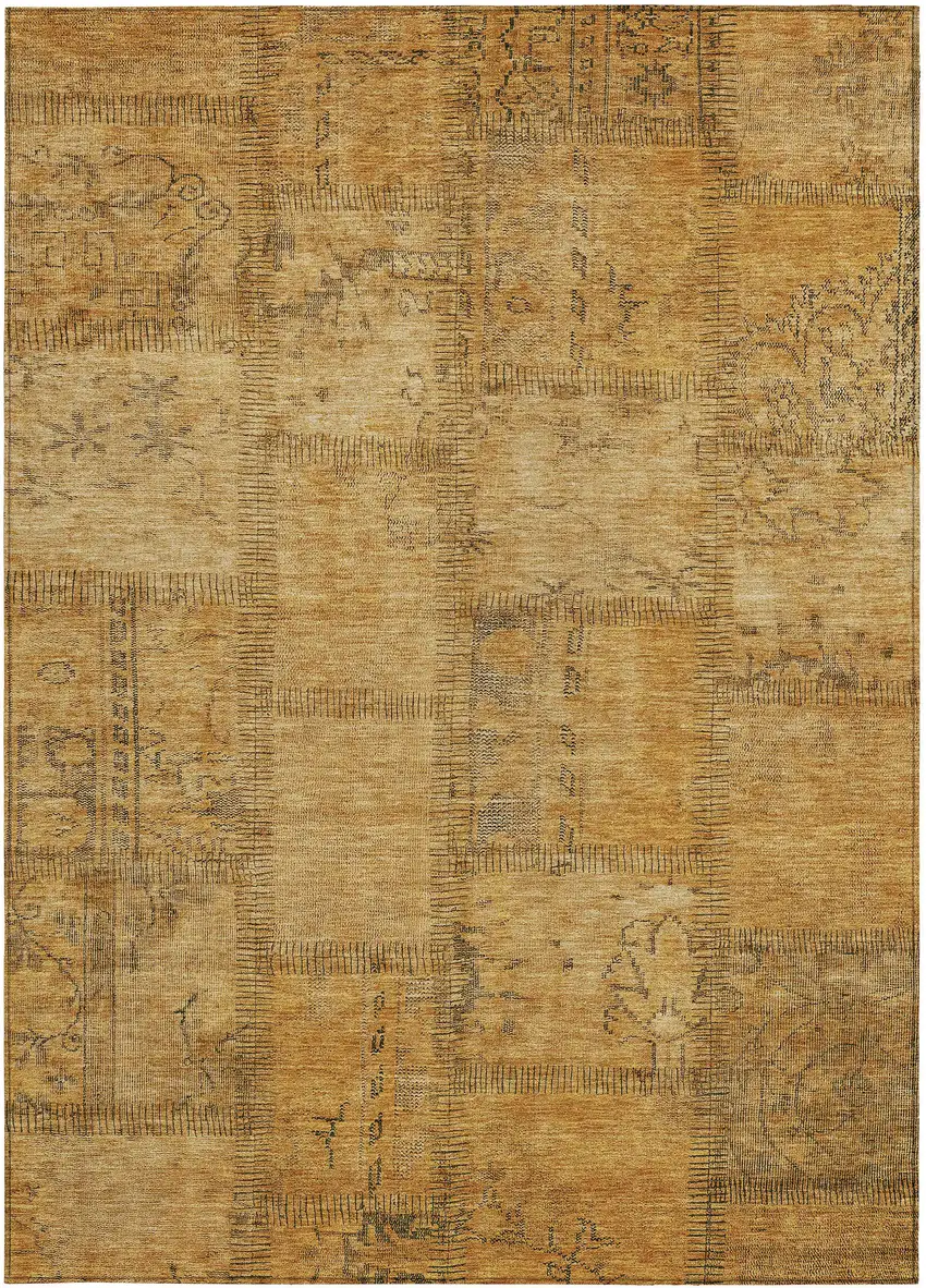 Peach Gray And Charcoal Patchwork Washable Indoor Outdoor Area Rug Photo 6