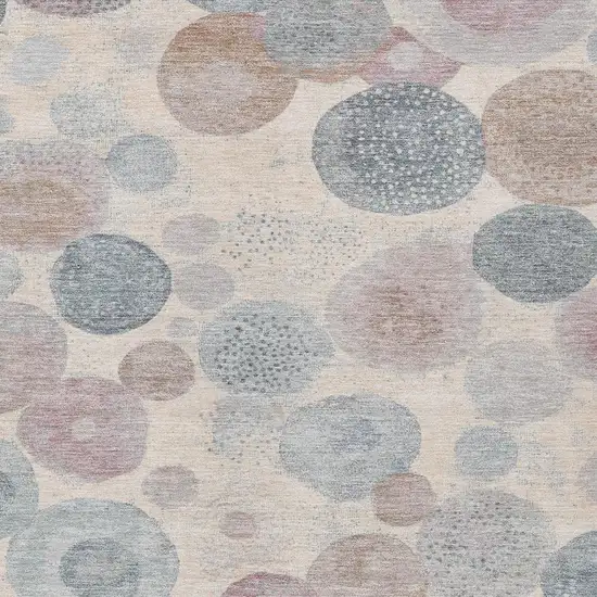 Peach Gray And Denim Blue Geometric Washable Indoor Outdoor Area Rug Photo 3