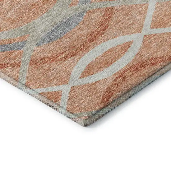 Peach Gray And Ivory Abstract Washable Area Rug With UV Protection Photo 8