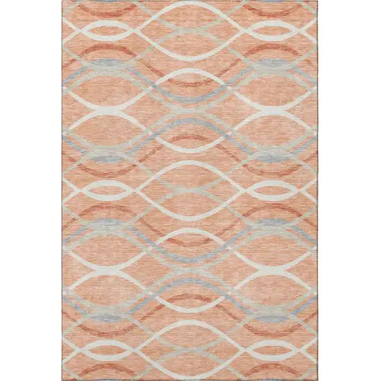 Peach Gray And Ivory Abstract Washable Area Rug With UV Protection Photo 3