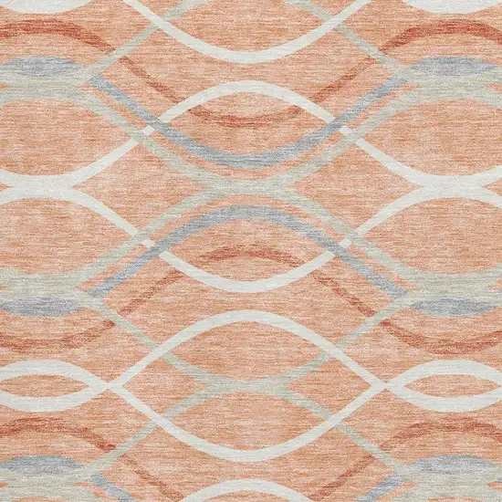 Peach Gray And Ivory Abstract Washable Area Rug With UV Protection Photo 3