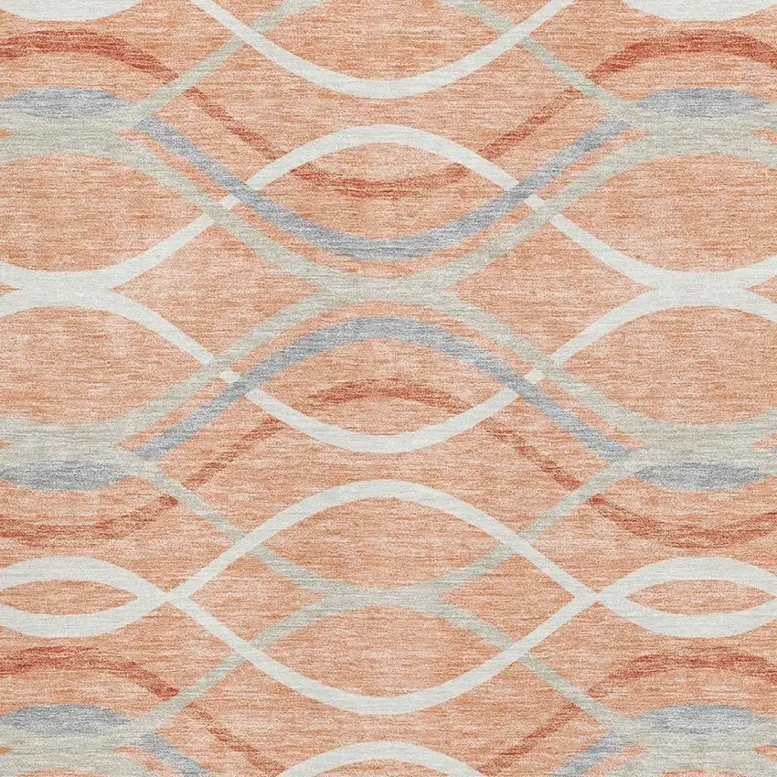 Peach Gray And Ivory Abstract Washable Area Rug With UV Protection Photo 3