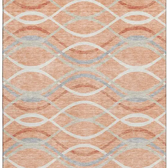 Peach Gray And Ivory Abstract Washable Area Rug With UV Protection Photo 4