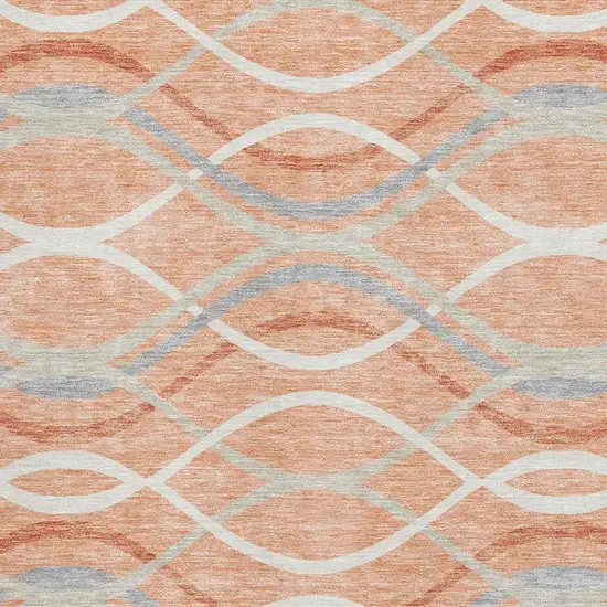 Peach Gray And Ivory Abstract Washable Area Rug With UV Protection Photo 3