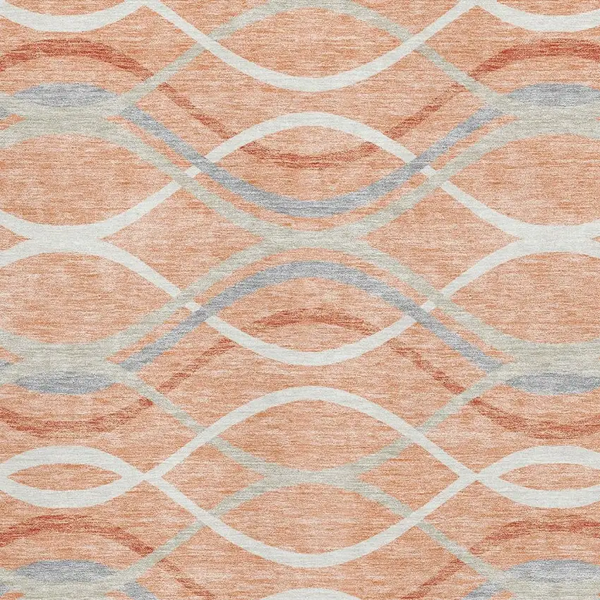 Peach Gray And Ivory Abstract Washable Area Rug With UV Protection Photo 3