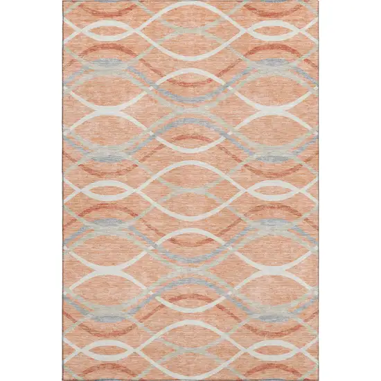 Peach Gray And Ivory Abstract Washable Area Rug With UV Protection Photo 1