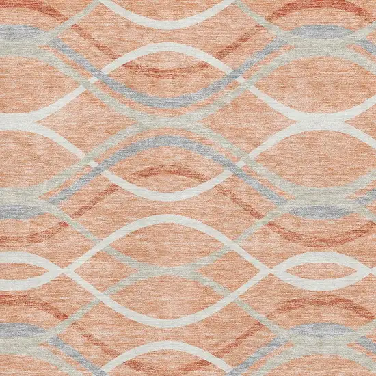 Peach Gray And Ivory Abstract Washable Area Rug With UV Protection Photo 3