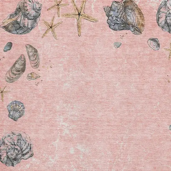 Peach Gray And Ivory Geometric Washable Area Rug With UV Protection Photo 3