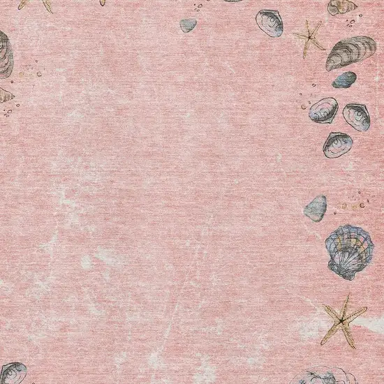 Peach Gray And Ivory Geometric Washable Area Rug With UV Protection Photo 3