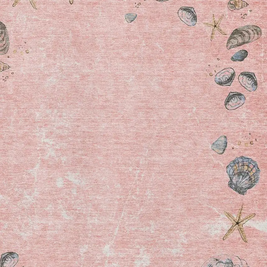 Peach Gray And Ivory Geometric Washable Area Rug With UV Protection Photo 3