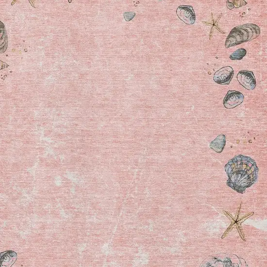 Peach Gray And Ivory Geometric Washable Area Rug With UV Protection Photo 3