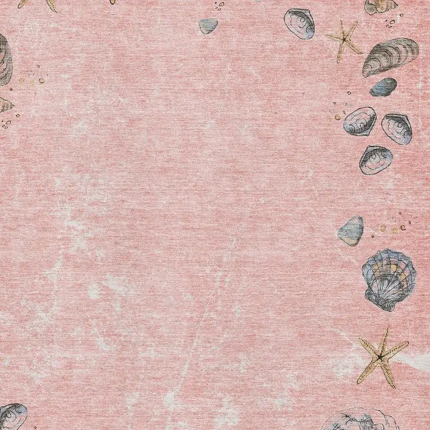 Peach Gray And Ivory Geometric Washable Area Rug With UV Protection Photo 3