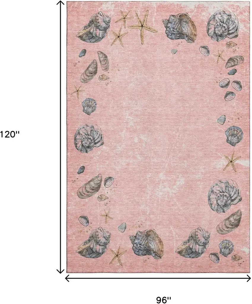 Peach Gray And Ivory Geometric Washable Area Rug With UV Protection Photo 3