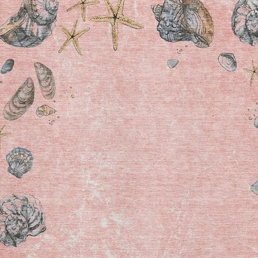 Peach Gray And Ivory Geometric Washable Area Rug With UV Protection Photo 3