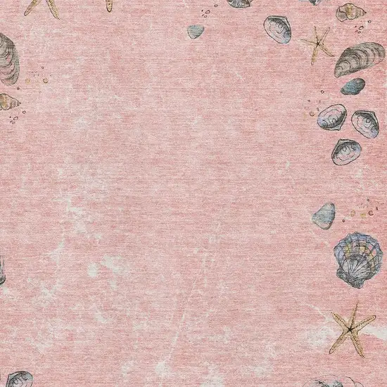 Peach Gray And Ivory Geometric Washable Area Rug With UV Protection Photo 3