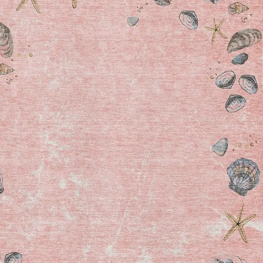 Peach Gray And Ivory Geometric Washable Area Rug With UV Protection Photo 3