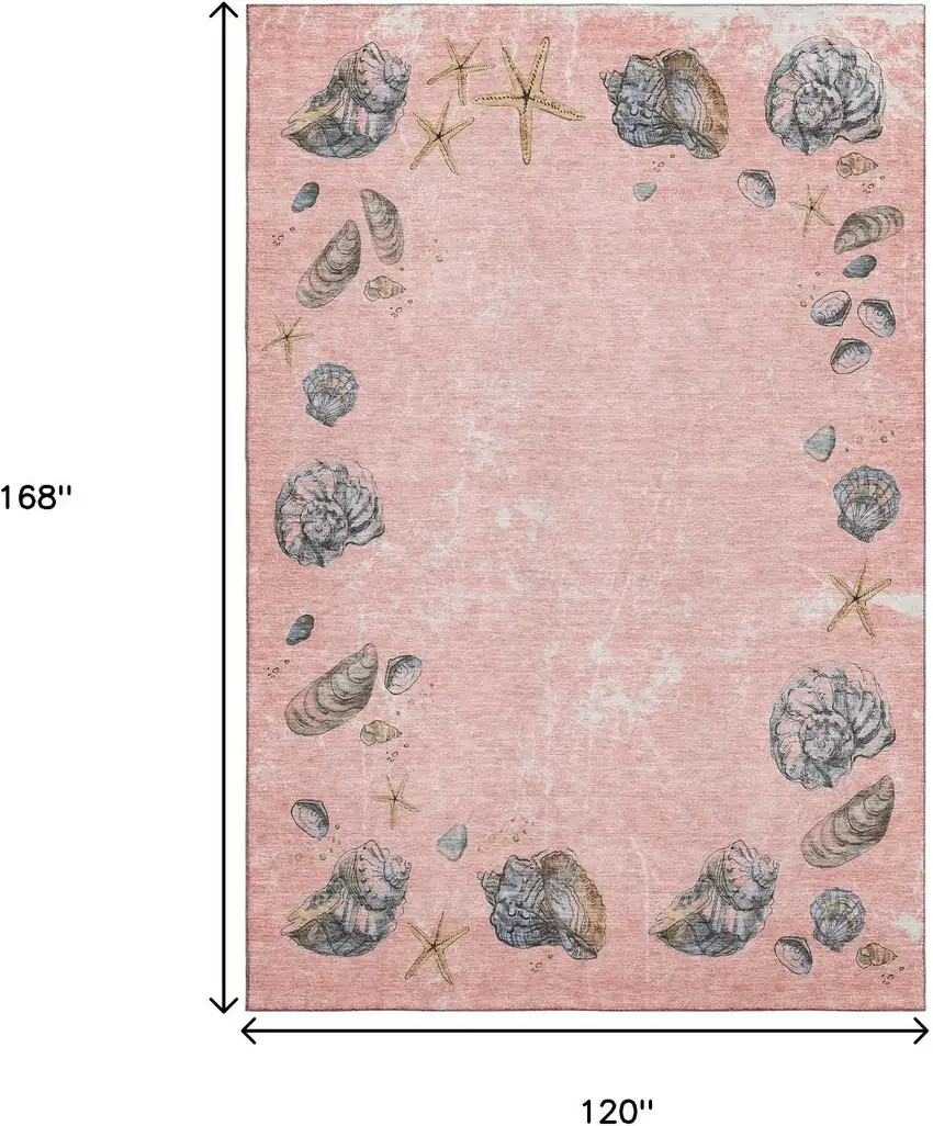 Peach Gray And Ivory Geometric Washable Area Rug With UV Protection Photo 3