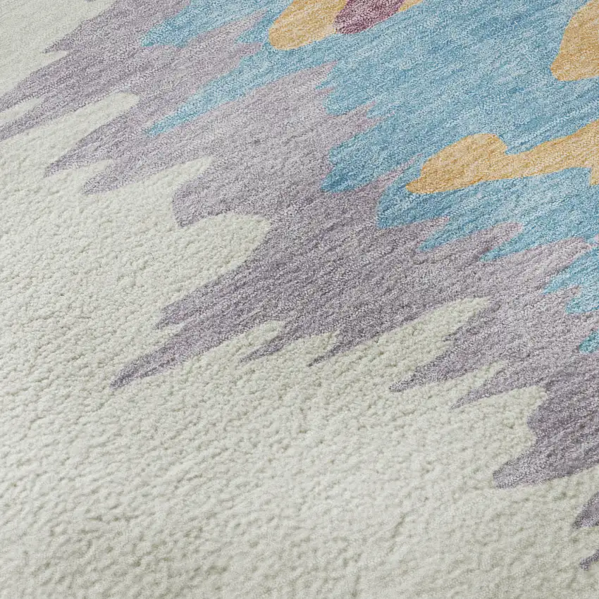 Peach Green And Blue Abstract Washable Area Rug With UV Protection Photo 9