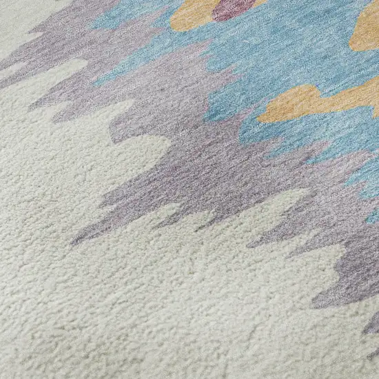 Peach Green And Blue Abstract Washable Area Rug With UV Protection Photo 9